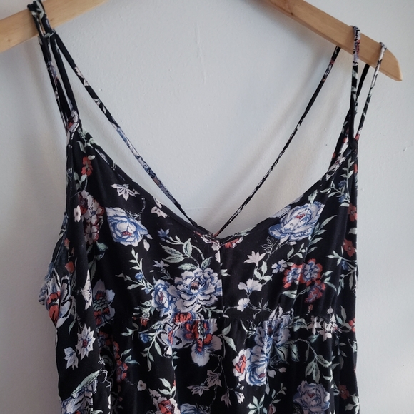 AE American Eagle Floral strappy cross bag swing dress printed viscose large - Picture 5 of 13